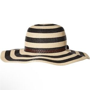 Sunlily Black and Tan Striped Women's Packable Roll-n-Go Sun Hat
